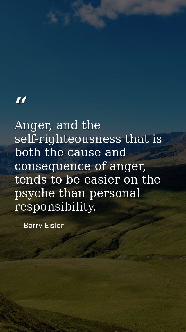 Anger, and the self-righteousness that is both the cause and consequence of anger, tends to be easier on the psyche than — Barry Eisler
