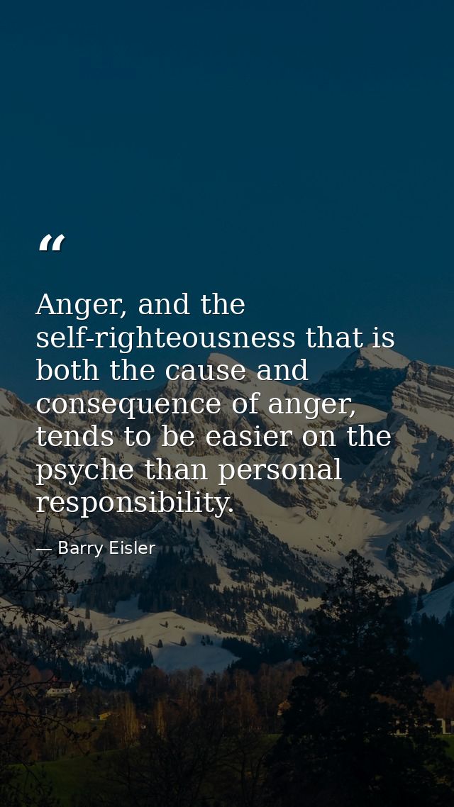 Anger, and the self-righteousness that is both the cause and consequence of anger, tends to be easier on the psyche than — Barry Eisler