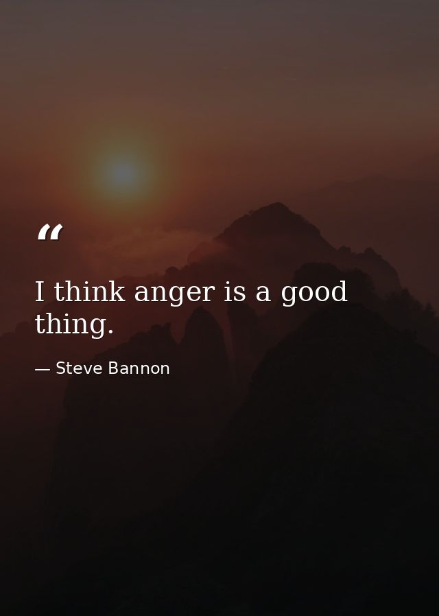 I think anger is a good thing. — Steve Bannon