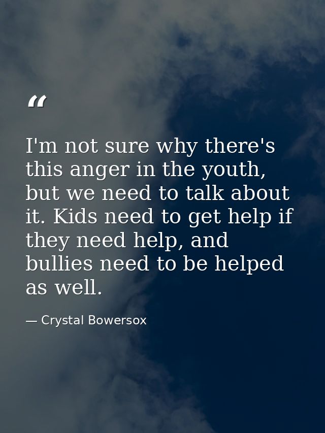 I'm not sure why there's this anger in the youth, but we need to talk about it. Kids need to get help if they need help, — Crystal Bowersox
