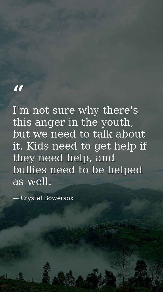 I'm not sure why there's this anger in the youth, but we need to talk about it. Kids need to get help if they need help, — Crystal Bowersox