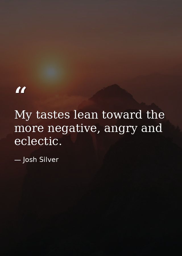 My tastes lean toward the more negative, angry and eclectic. — Josh Silver