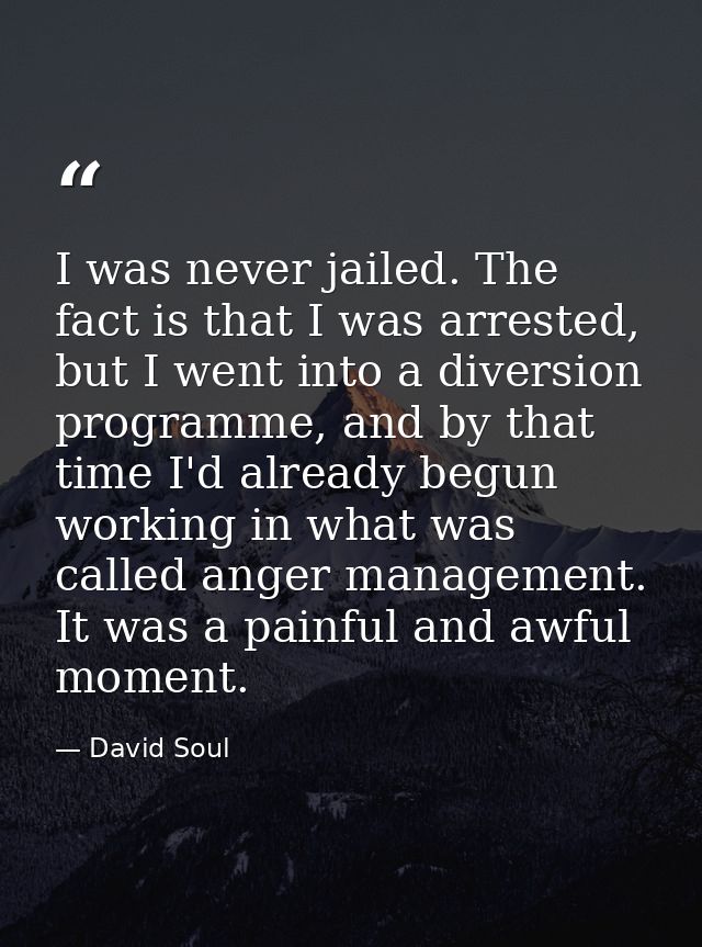 I was never jailed. The fact is that I was arrested, but I went into a diversion programme, and by that time I'd already — David Soul