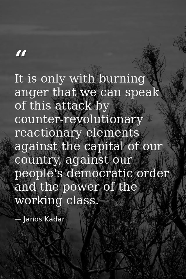It is only with burning anger that we can speak of this attack by counter-revolutionary reactionary elements against the — Janos Kadar