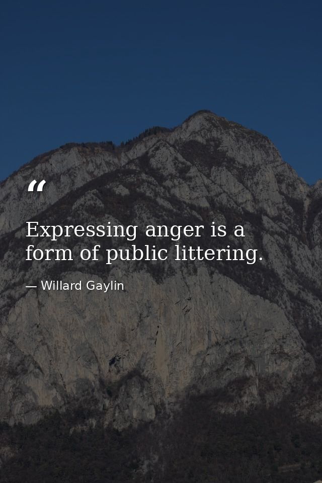 Expressing anger is a form of public littering. — Willard Gaylin