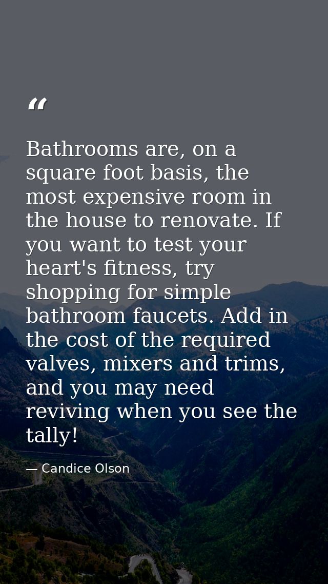 Bathrooms are, on a square foot basis, the most expensive room in the house to renovate. If you want to test your heart' — Candice Olson