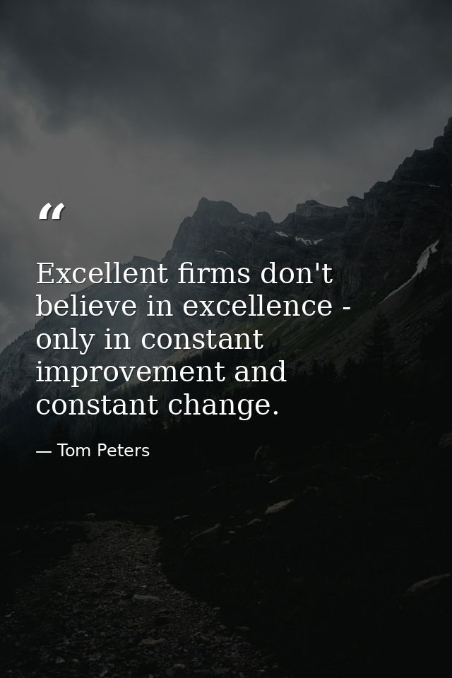 Excellent firms don't believe in excellence - only in constant improvement and constant change. — Tom Peters