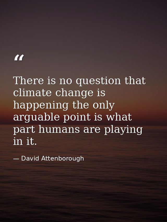 There is no question that climate change is happening the only arguable point is what part humans are playing in it. — David Attenborough
