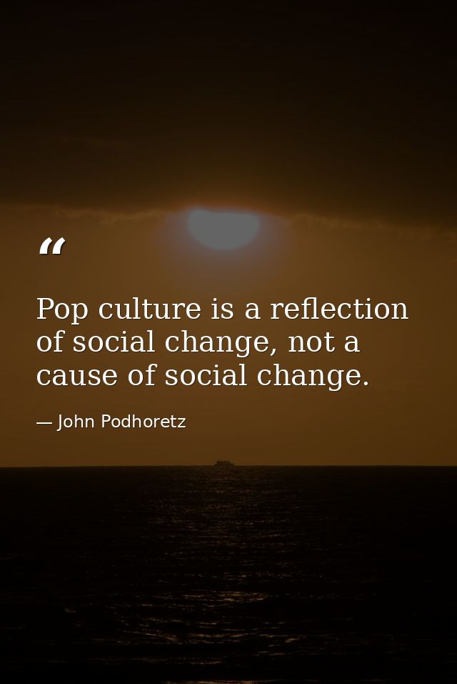 Pop culture is a reflection of social change, not a cause of social change. — John Podhoretz