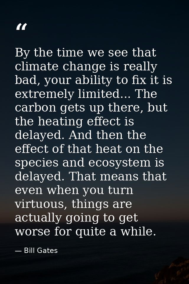 By the time we see that climate change is really bad, your ability to fix it is extremely limited... The carbon gets up  — Bill Gates