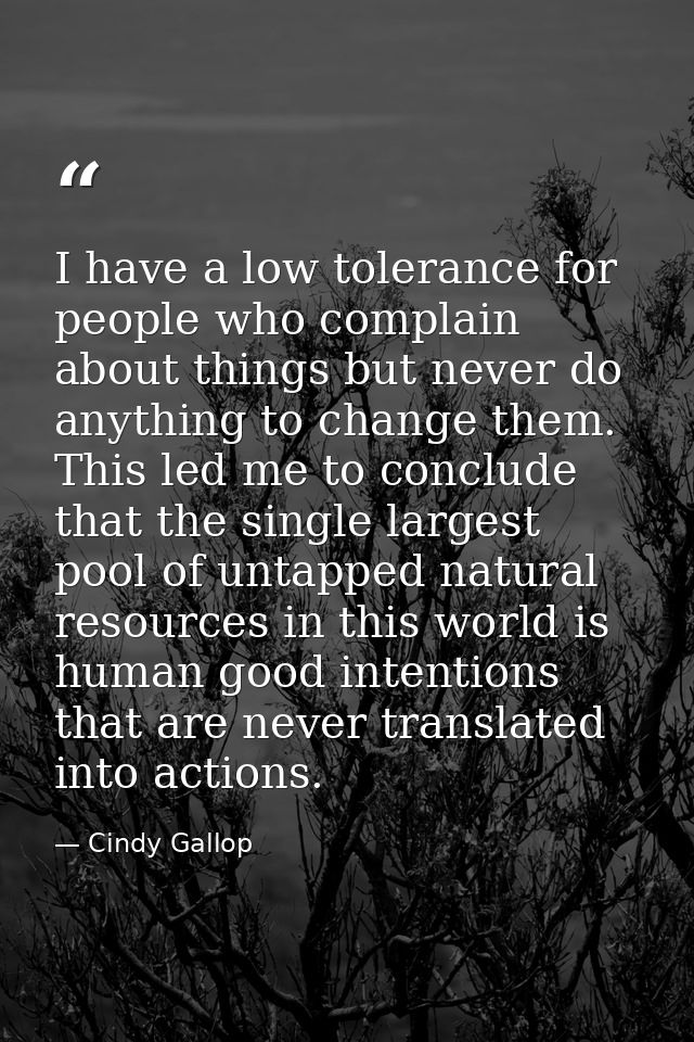 I have a low tolerance for people who complain about things but never do anything to change them. This led me to conclud — Cindy Gallop