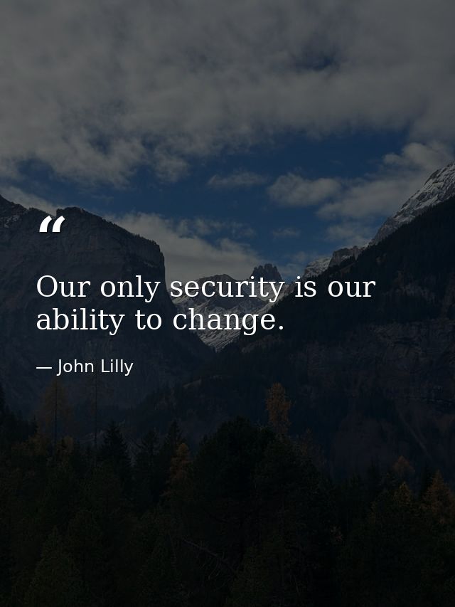 Our only security is our ability to change. — John Lilly