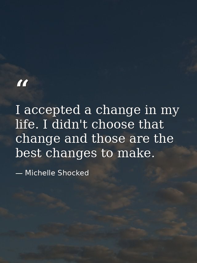 I accepted a change in my life. I didn't choose that change and those are the best changes to make. — Michelle Shocked