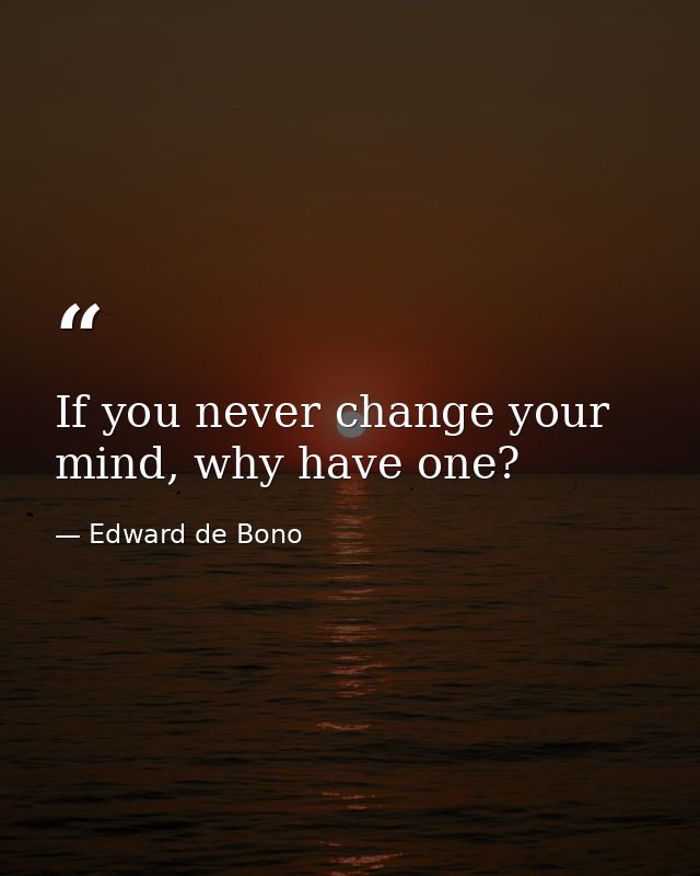 If you never change your mind, why have one? — Edward de Bono
