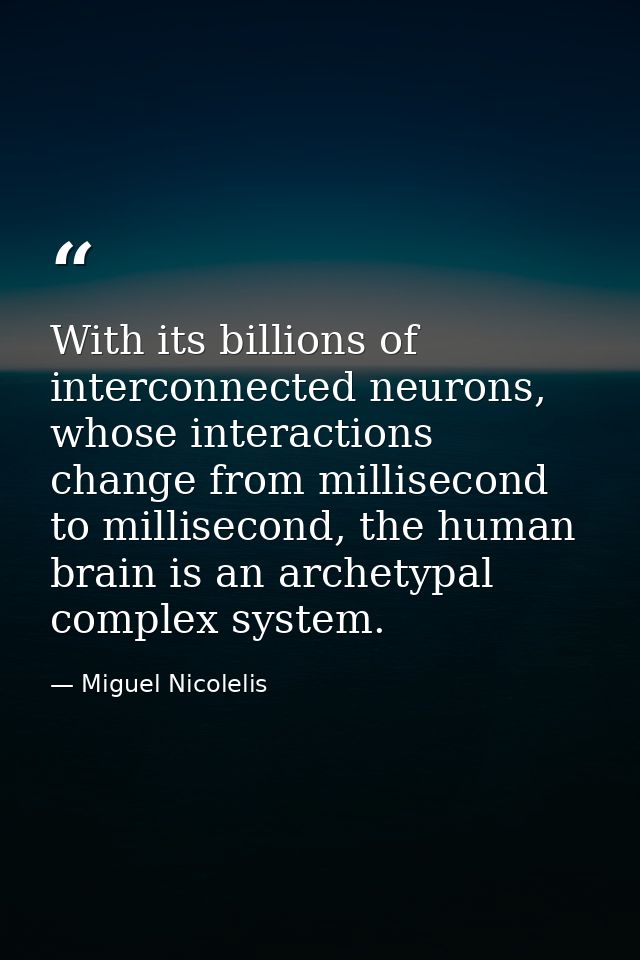 With its billions of interconnected neurons, whose interactions change from millisecond to millisecond, the human brain  — Miguel Nicolelis