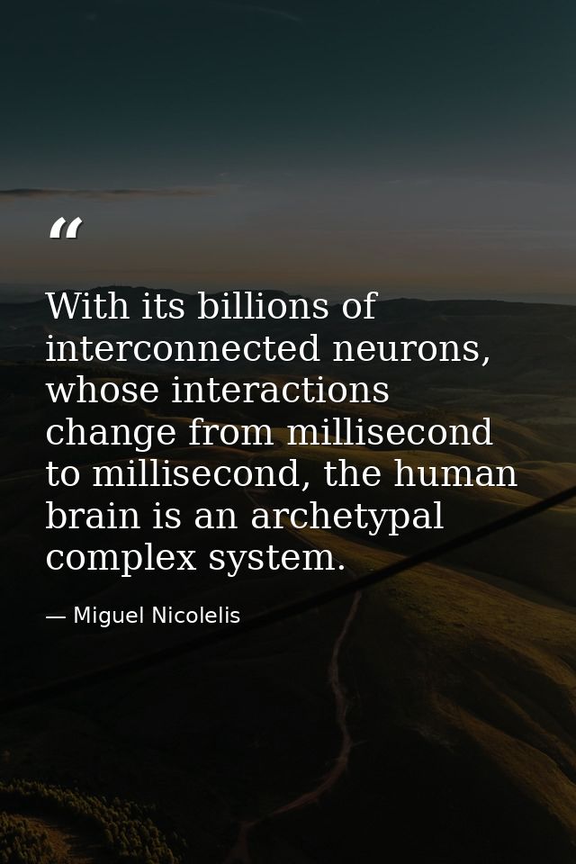 With its billions of interconnected neurons, whose interactions change from millisecond to millisecond, the human brain  — Miguel Nicolelis