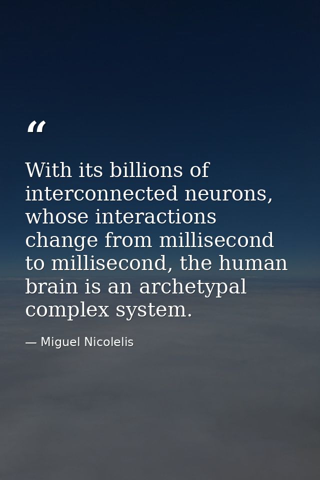 With its billions of interconnected neurons, whose interactions change from millisecond to millisecond, the human brain  — Miguel Nicolelis