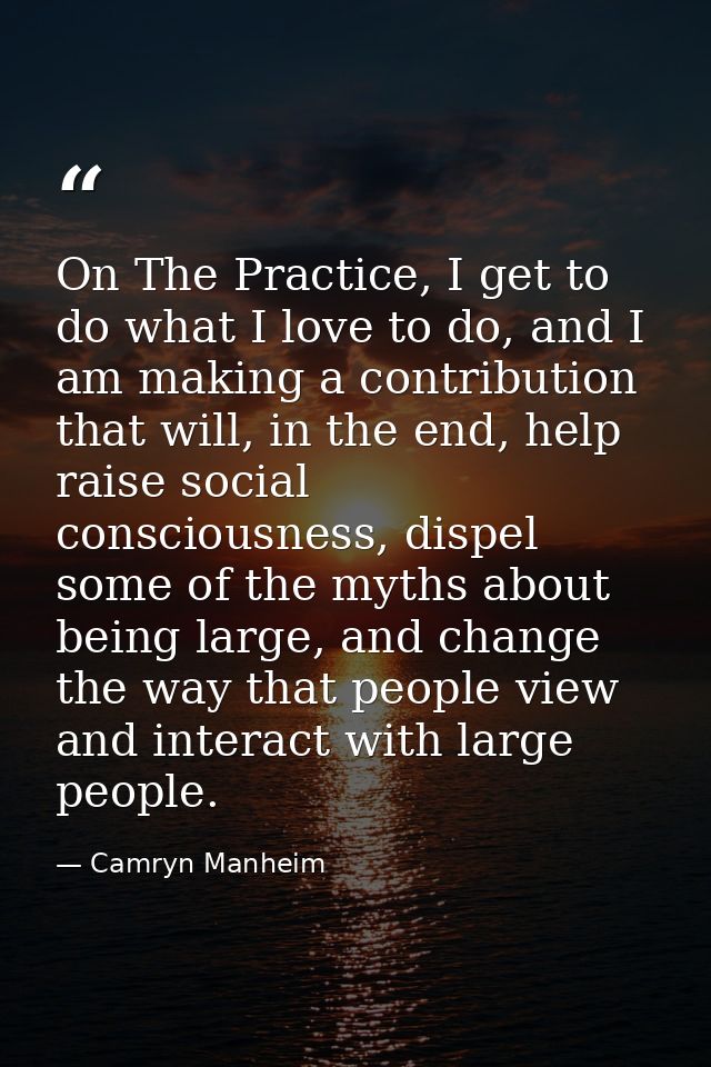 On The Practice, I get to do what I love to do, and I am making a contribution that will, in the end, help raise social  — Camryn Manheim