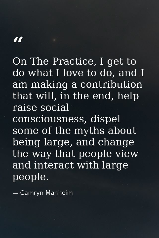 On The Practice, I get to do what I love to do, and I am making a contribution that will, in the end, help raise social  — Camryn Manheim