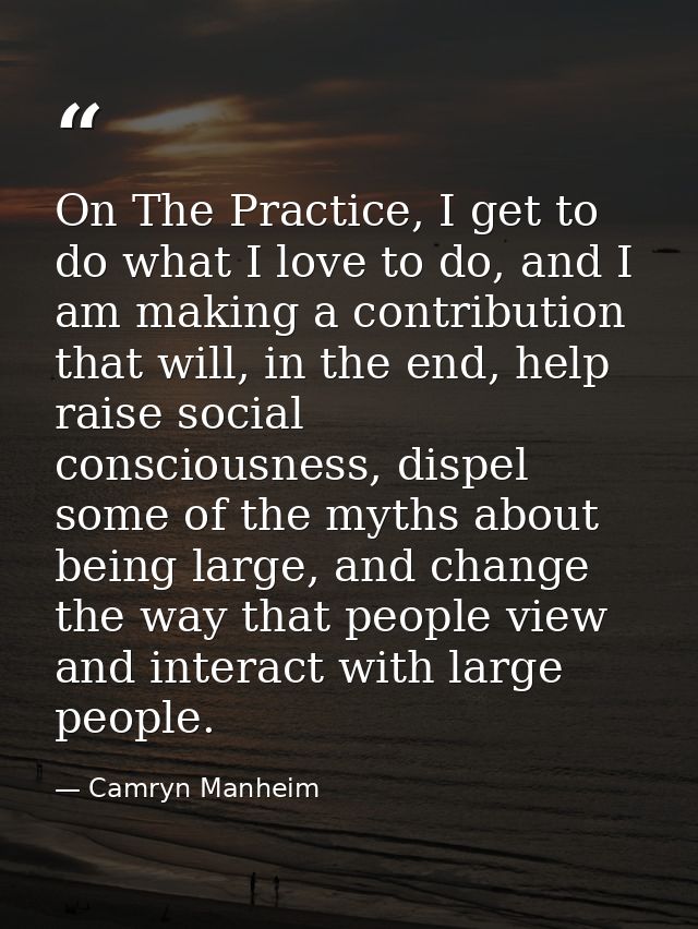 On The Practice, I get to do what I love to do, and I am making a contribution that will, in the end, help raise social  — Camryn Manheim