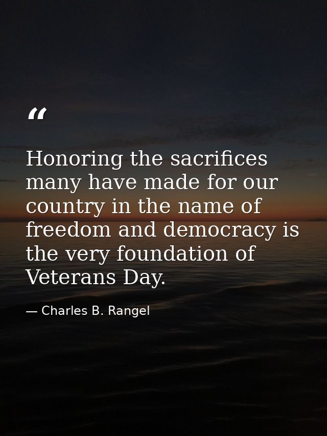 Honoring the sacrifices many have made for our country in the name of freedom and democracy is the very foundation of Ve — Charles B. Rangel
