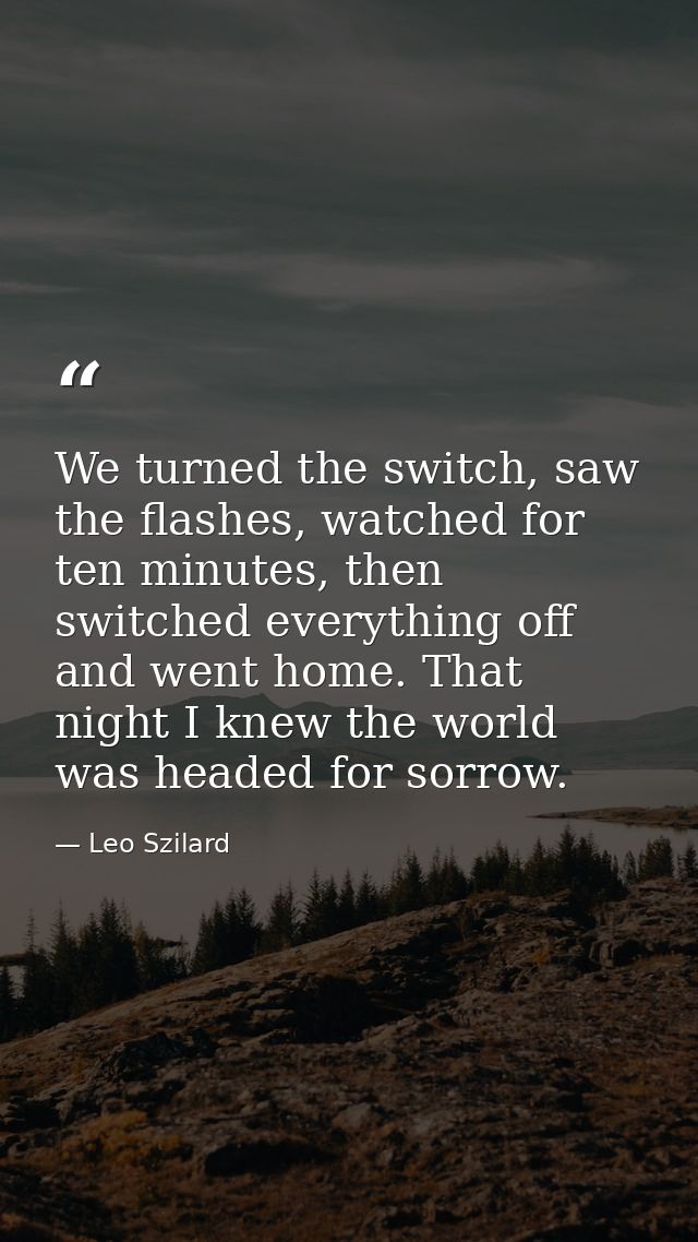 We turned the switch, saw the flashes, watched for ten minutes, then switched everything off and went home. That night I — Leo Szilard