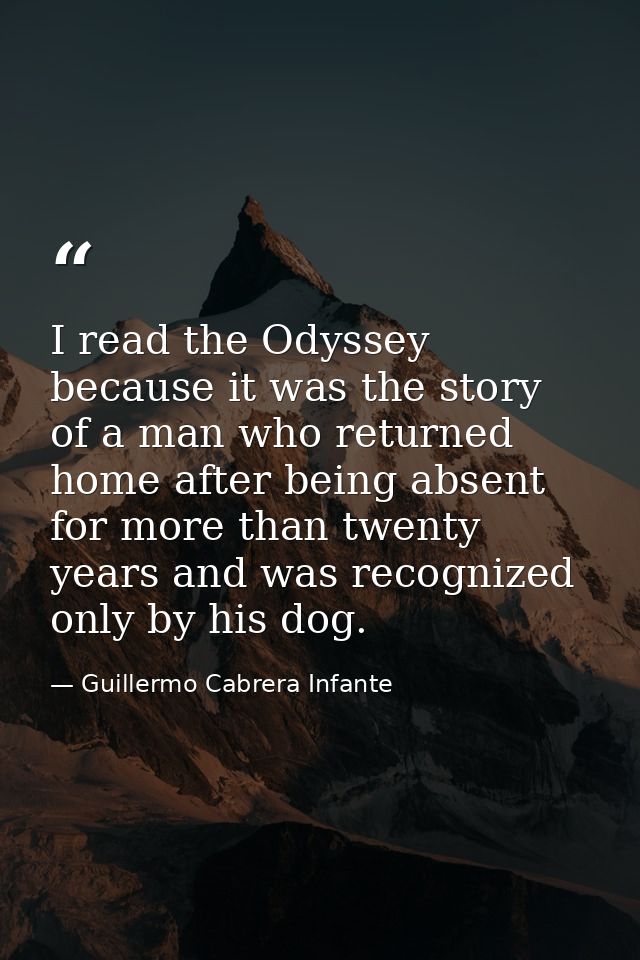 I read the Odyssey because it was the story of a man who returned home after being absent for more than twenty years and — Guillermo Cabrera Infante