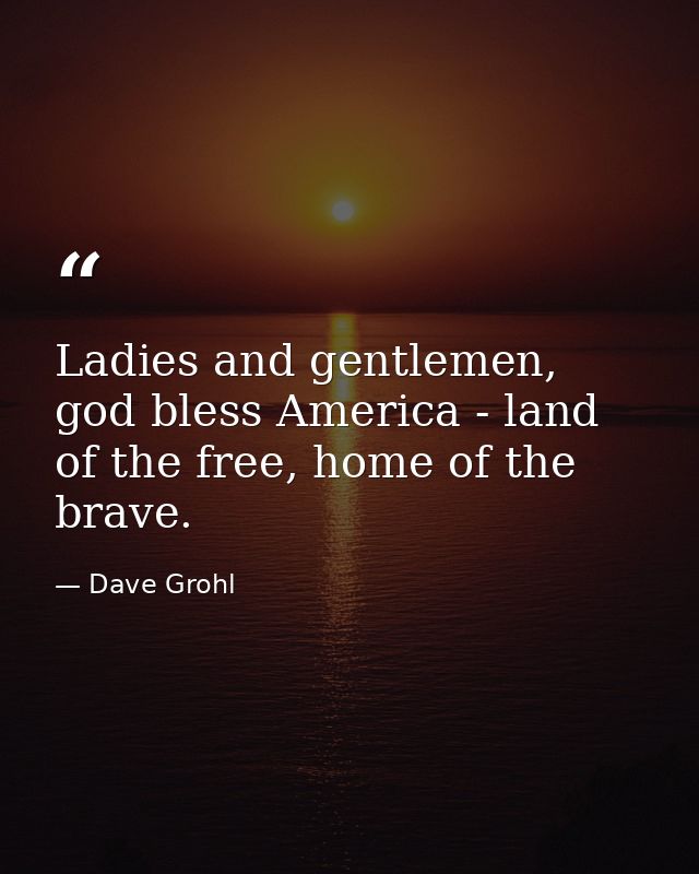Ladies and gentlemen, god bless America - land of the free, home of the brave. — Dave Grohl