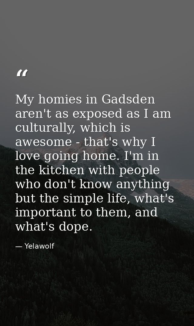 My homies in Gadsden aren't as exposed as I am culturally, which is awesome - that's why I love going home. I'm in the k — Yelawolf