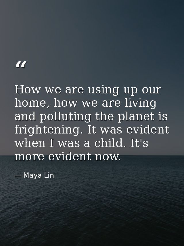 How we are using up our home, how we are living and polluting the planet is frightening. It was evident when I was a chi — Maya Lin