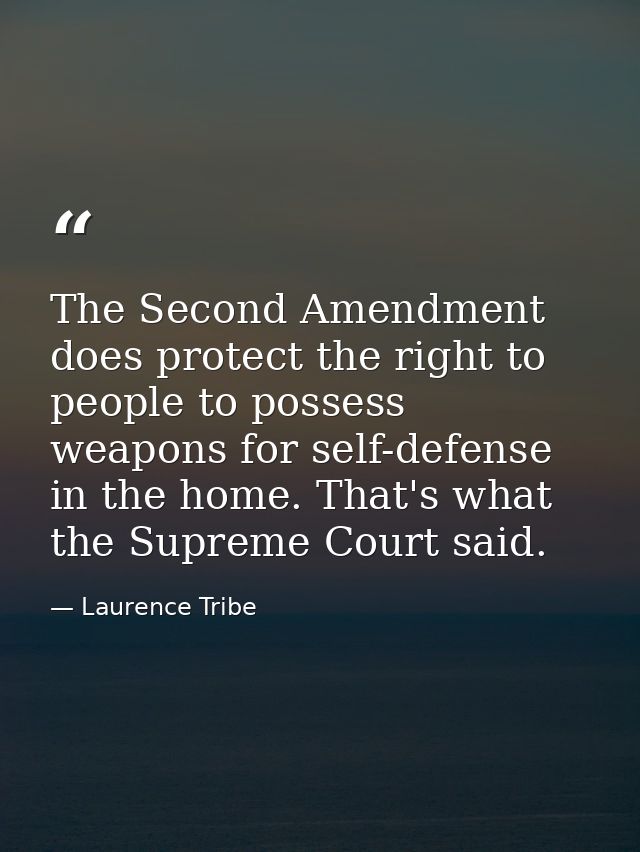 The Second Amendment does protect the right to people to possess weapons for self-defense in the home. That's what the S — Laurence Tribe