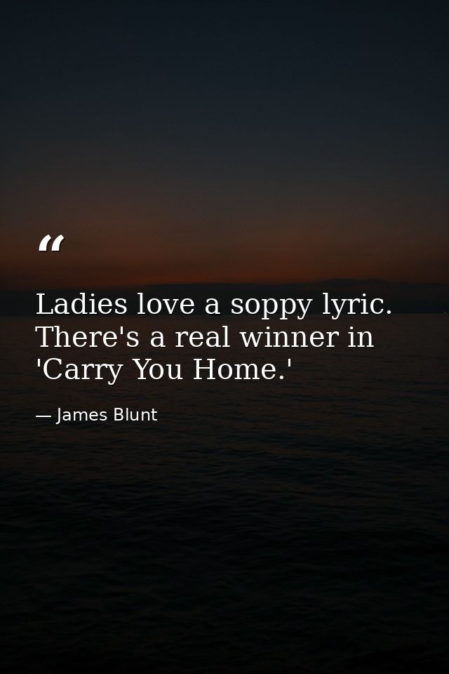 Ladies love a soppy lyric. There's a real winner in 'Carry You Home.' — James Blunt