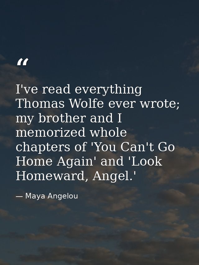 I've read everything Thomas Wolfe ever wrote; my brother and I memorized whole chapters of 'You Can't Go Home Again' and — Maya Angelou