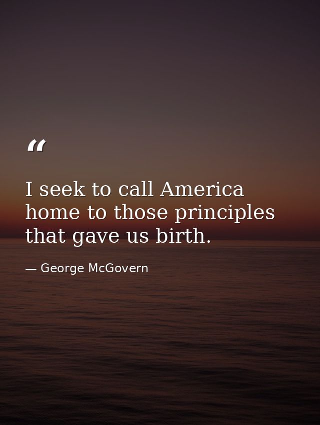 I seek to call America home to those principles that gave us birth. — George McGovern