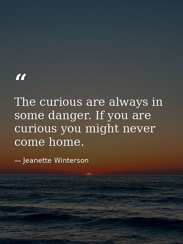 The curious are always in some danger. If you are curious you might never come home. — Jeanette Winterson