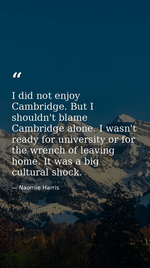 I did not enjoy Cambridge. But I shouldn't blame Cambridge alone. I wasn't ready for university or for the wrench of lea — Naomie Harris