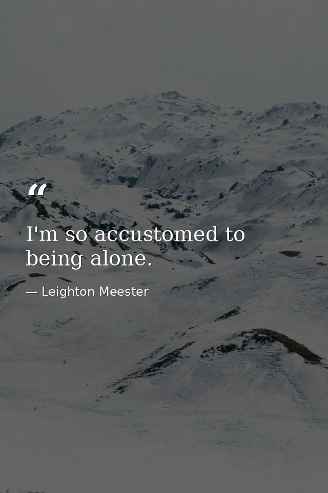 I'm so accustomed to being alone. — Leighton Meester
