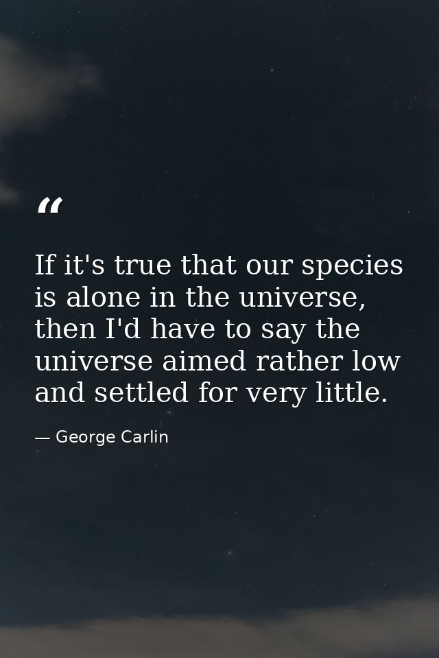 If it's true that our species is alone in the universe, then I'd have to say the universe aimed rather low and settled f — George Carlin