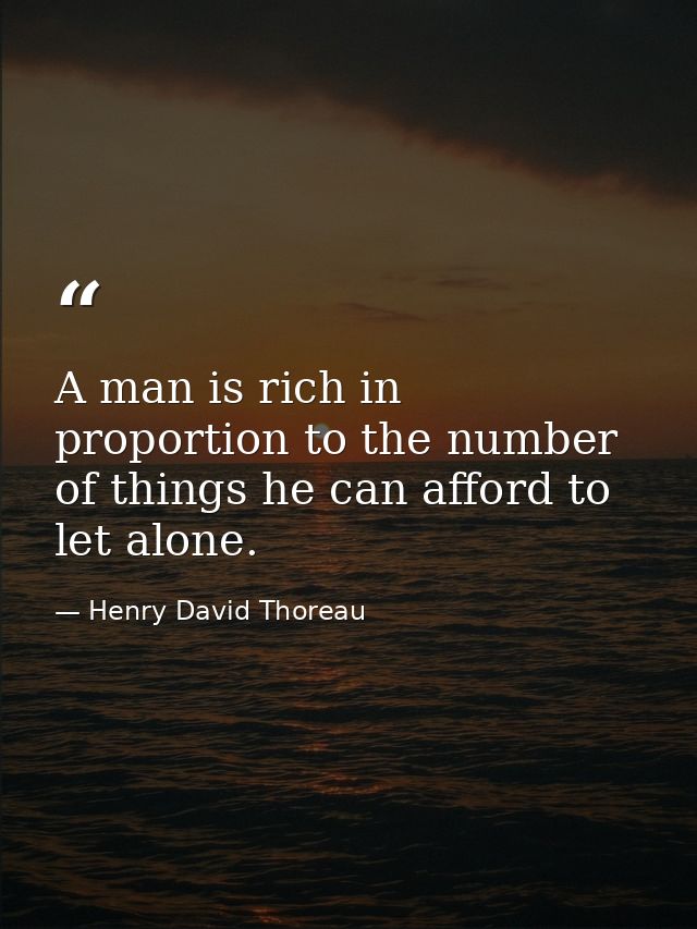 A man is rich in proportion to the number of things he can afford to let alone. — Henry David Thoreau