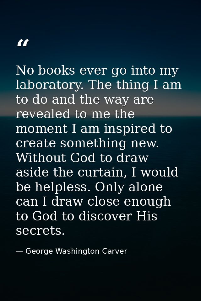 No books ever go into my laboratory. The thing I am to do and the way are revealed to me the moment I am inspired to cre — George Washington Carver