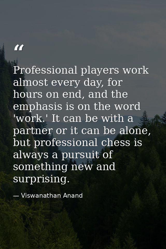 Professional players work almost every day, for hours on end, and the emphasis is on the word 'work.' It can be with a p — Viswanathan Anand