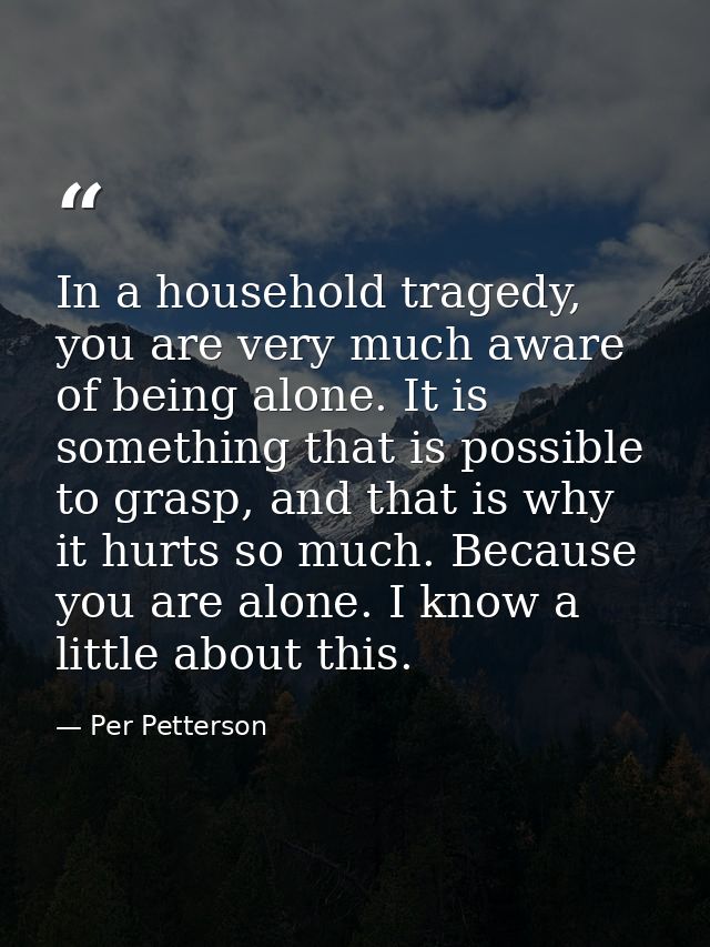 In a household tragedy, you are very much aware of being alone. It is something that is possible to grasp, and that is w — Per Petterson