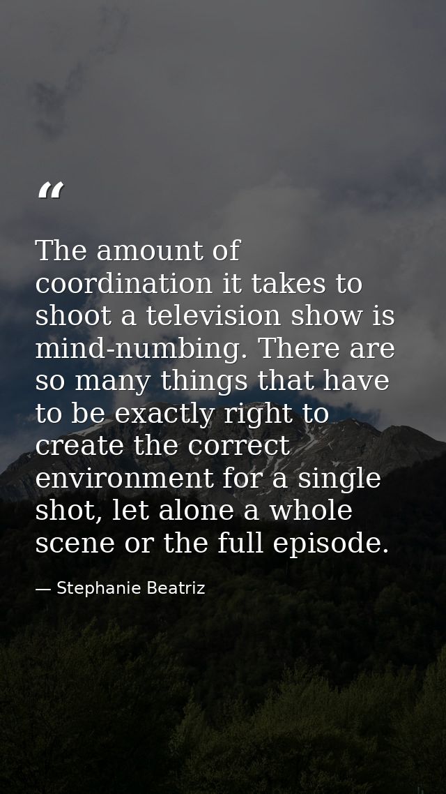 The amount of coordination it takes to shoot a television show is mind-numbing. There are so many things that have to be — Stephanie Beatriz