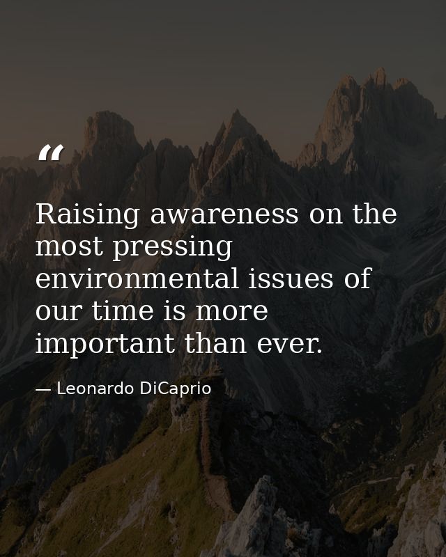 Raising awareness on the most pressing environmental issues of our time is more important than ever. — Leonardo DiCaprio