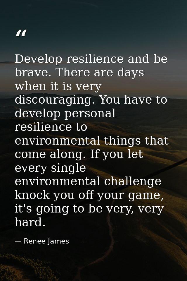Develop resilience and be brave. There are days when it is very discouraging. You have to develop personal resilience to — Renee James