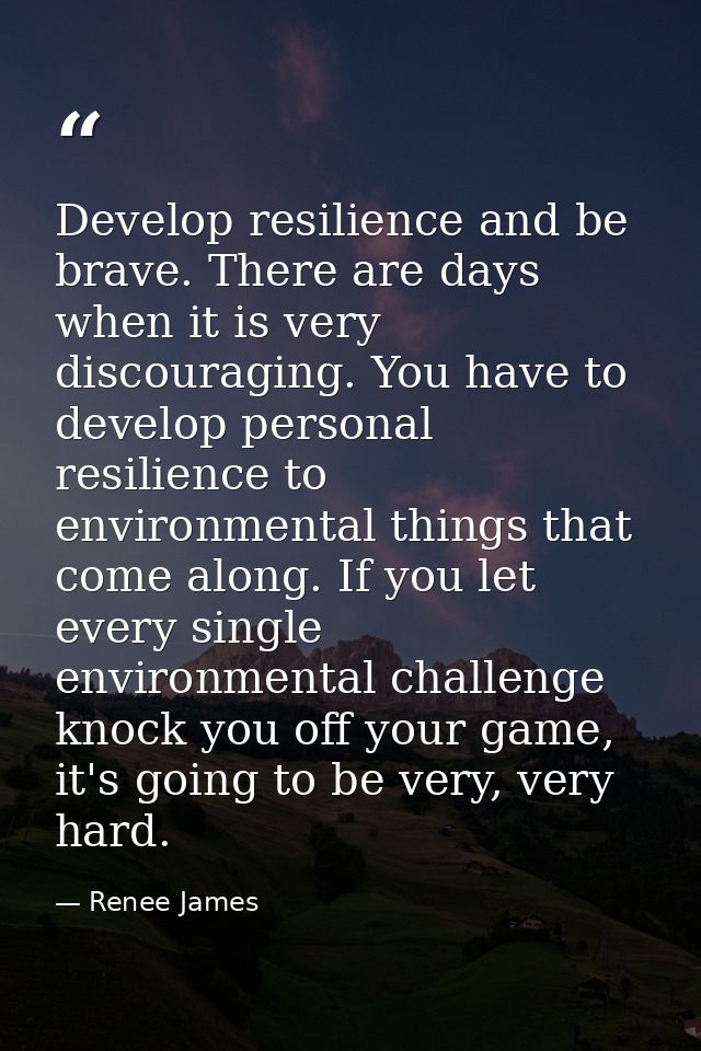 Develop resilience and be brave. There are days when it is very discouraging. You have to develop personal resilience to — Renee James