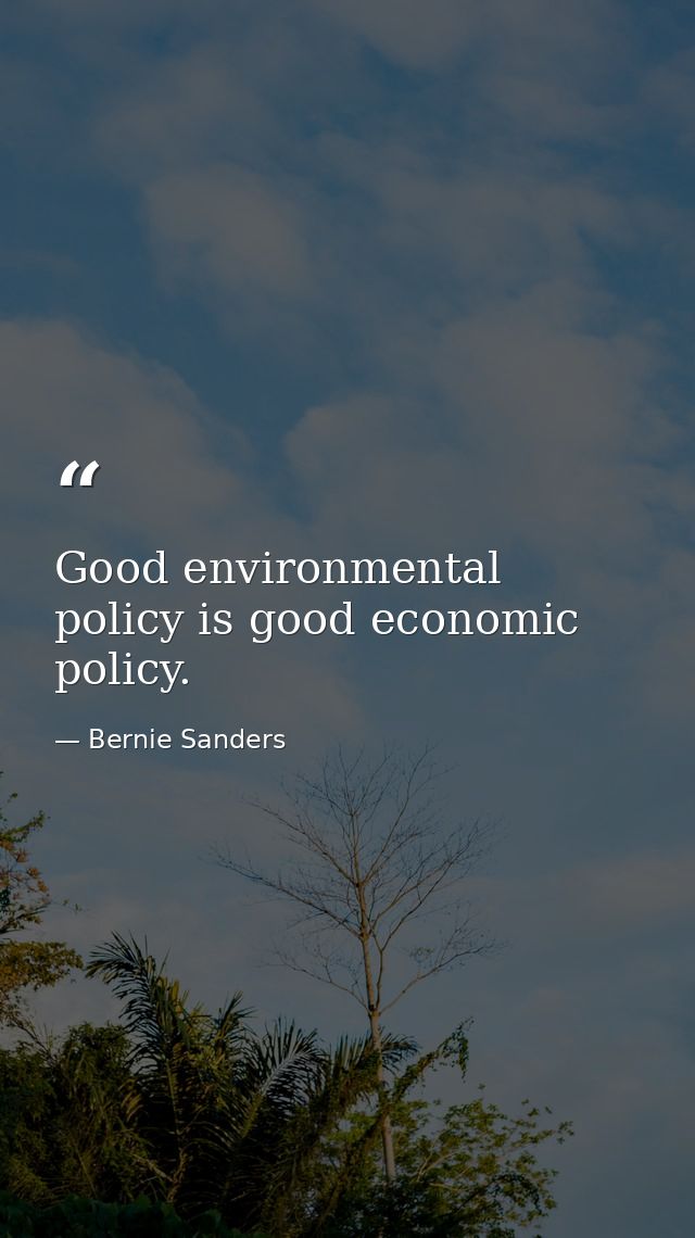 Good environmental policy is good economic policy. — Bernie Sanders
