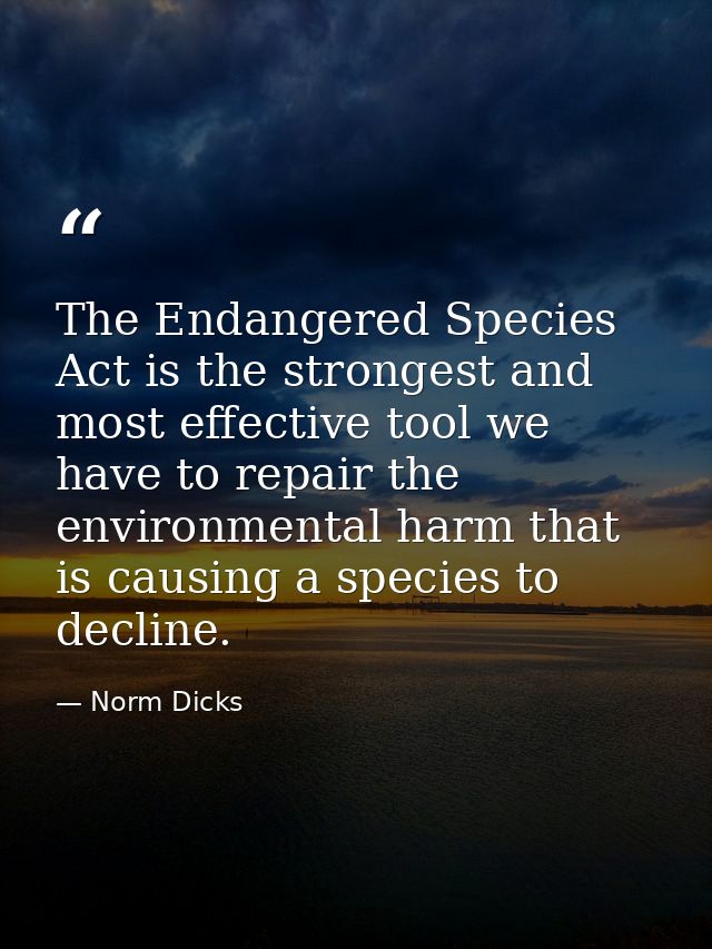 The Endangered Species Act is the strongest and most effective tool we have to repair the environmental harm that is cau — Norm Dicks