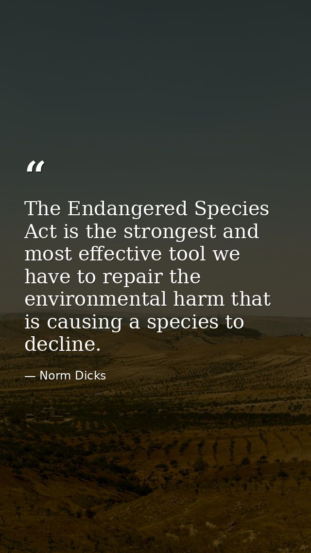 The Endangered Species Act is the strongest and most effective tool we have to repair the environmental harm that is cau — Norm Dicks