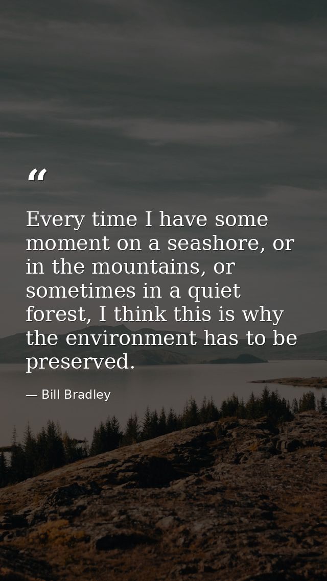 Every time I have some moment on a seashore, or in the mountains, or sometimes in a quiet forest, I think this is why th — Bill Bradley